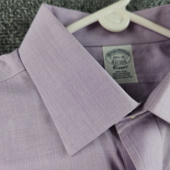 Brooks Brothers Purple Non-Iron Classic 15.5 35 Cotton Button Up Mens Shirt - Picture 6 of 16